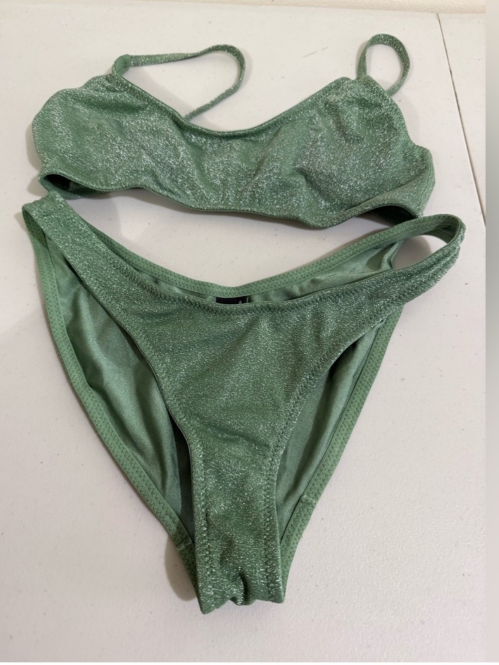 triangl swimwear Shimmery Sage Green Bikini Set
